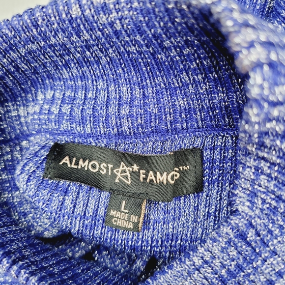 Almost Famous Sweater Dress Long Sleeve Women's Large Blue Midi Metallic Bodycon - Picture 3 of 11